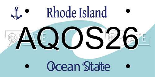 AQOS26 Rhode Island License Plate