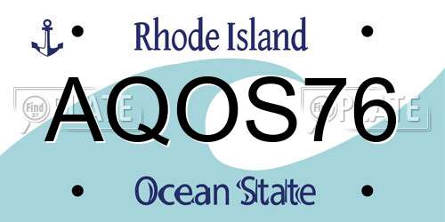 AQOS76 Rhode Island License Plate