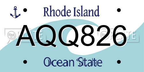 AQQ826 Rhode Island License Plate