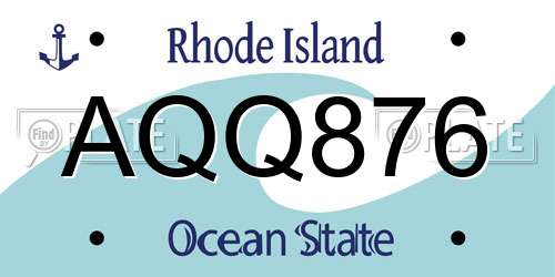 AQQ876 Rhode Island License Plate