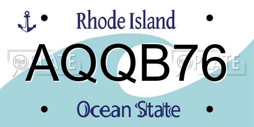 AQQB76 Rhode Island License Plate