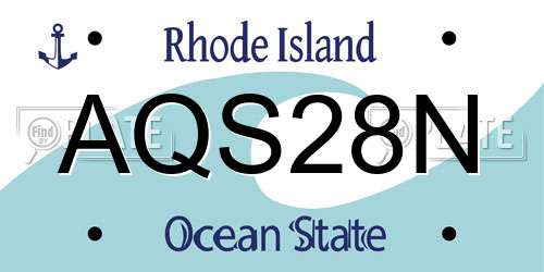 AQS28N Rhode Island License Plate