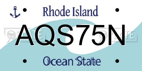 AQS75N Rhode Island License Plate