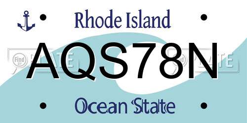 AQS78N Rhode Island License Plate