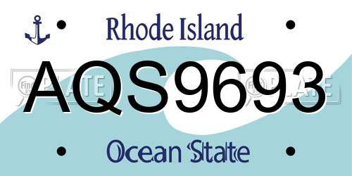 AQS9693 Rhode Island License Plate