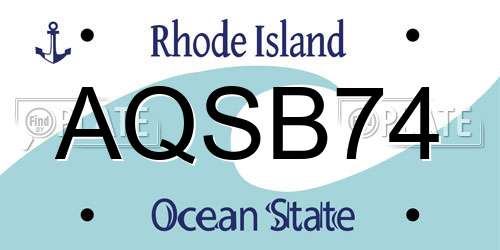 AQSB74 Rhode Island License Plate
