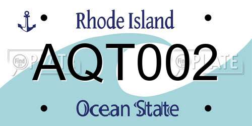 AQT002 Rhode Island License Plate