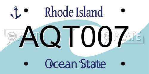 AQT007 Rhode Island License Plate