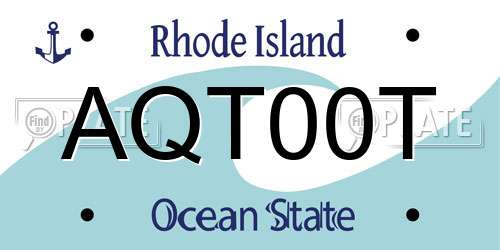 AQT00T Rhode Island License Plate