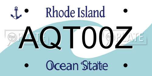 AQT00Z Rhode Island License Plate