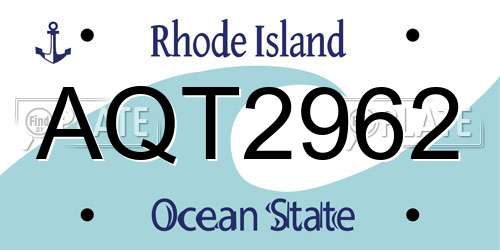 AQT2962 Rhode Island License Plate