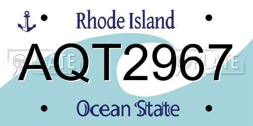AQT2967 Rhode Island License Plate