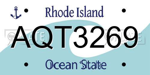 AQT3269 Rhode Island License Plate
