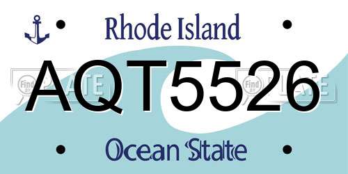 AQT5526 Rhode Island License Plate