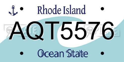 AQT5576 Rhode Island License Plate