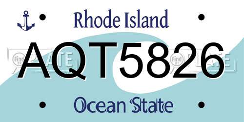 AQT5826 Rhode Island License Plate