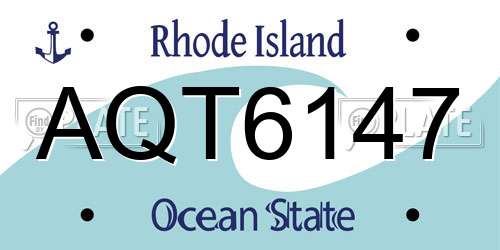 AQT6147 Rhode Island License Plate