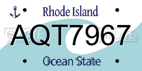 AQT7967 Rhode Island License Plate