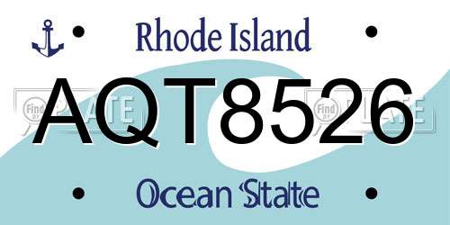 AQT8526 Rhode Island License Plate