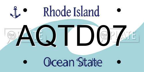 AQTD07 Rhode Island License Plate