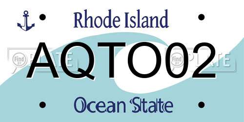AQTO02 Rhode Island License Plate