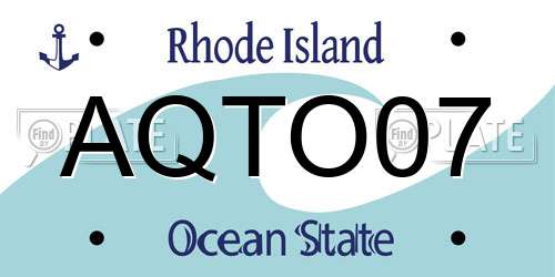 AQTO07 Rhode Island License Plate