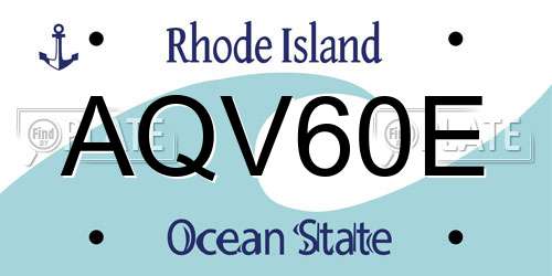 AQV60E Rhode Island License Plate