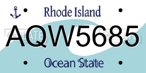 AQW5685 Rhode Island License Plate