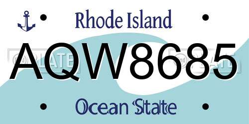 AQW8685 Rhode Island License Plate