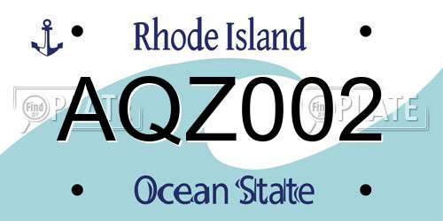AQZ002 Rhode Island License Plate