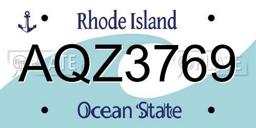 AQZ3769 Rhode Island License Plate
