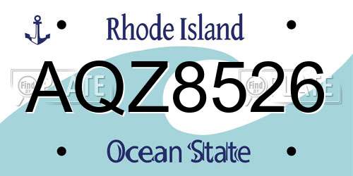 AQZ8526 Rhode Island License Plate