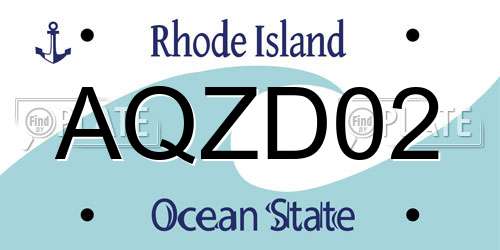 AQZD02 Rhode Island License Plate