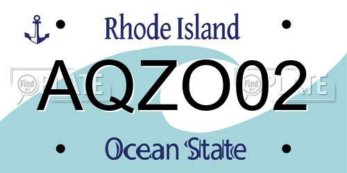 AQZO02 Rhode Island License Plate