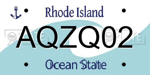 AQZQ02 Rhode Island License Plate