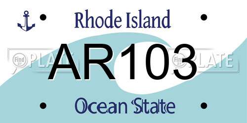 AR103 Rhode Island License Plate