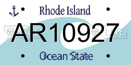 AR10927 Rhode Island License Plate
