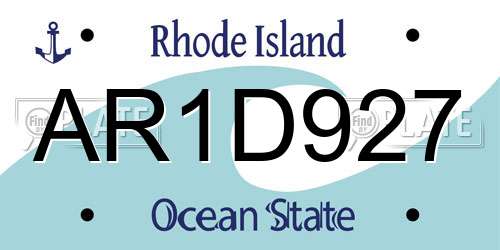 AR1D927 Rhode Island License Plate