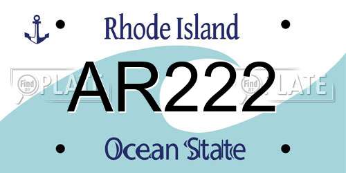 AR222 Rhode Island License Plate