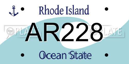 AR228 Rhode Island License Plate