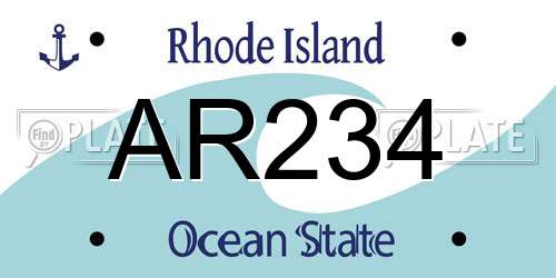 AR234 Rhode Island License Plate
