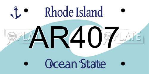 AR407 Rhode Island License Plate