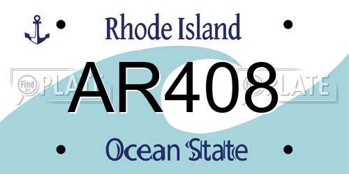 AR408 Rhode Island License Plate