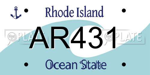 AR431 Rhode Island License Plate