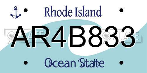 AR4B833 Rhode Island License Plate