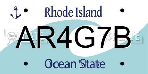 AR4G7B Rhode Island License Plate