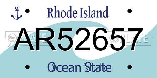 AR52657 Rhode Island License Plate