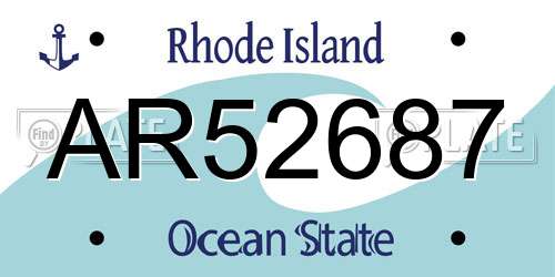 AR52687 Rhode Island License Plate