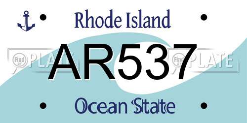 AR537 Rhode Island License Plate