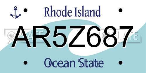 AR5Z687 Rhode Island License Plate